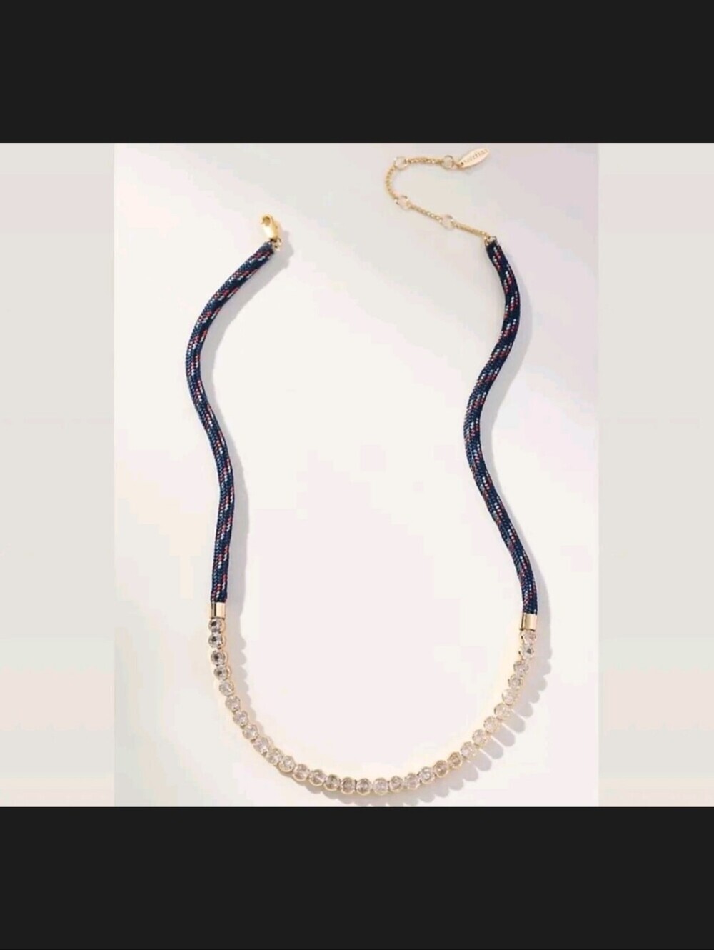 NWOT! Serafina × Anthropologie, Corded Crystal Necklace,Blue Multicolor,MSRP $48